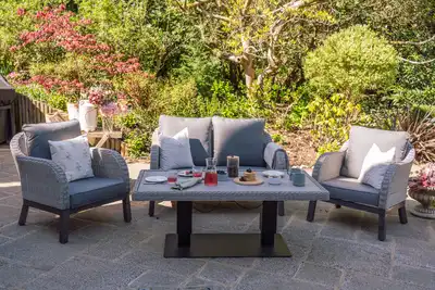 Chillington 4-Seat Lounge Set Adjustable Table - (Anthracite) - image 4